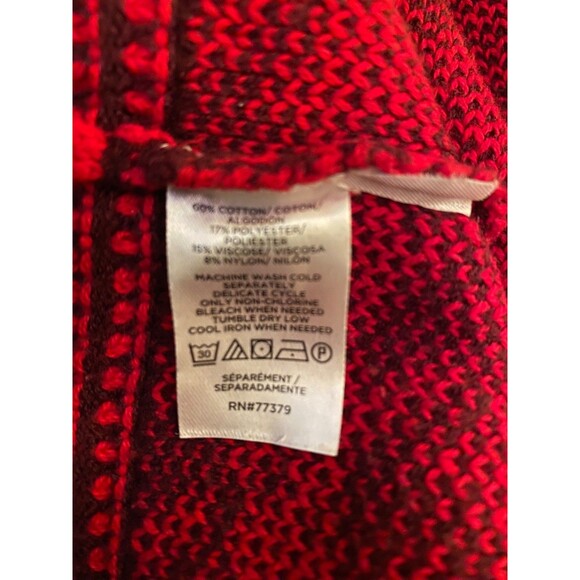 Ann Taylor Sweater Mock Neck Knit Houndstooth Red Small Holiday - Picture 9 of 9